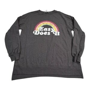 Wildfox Grey Easy Does It Rainbow Graphic Crewneck Sweatshirt XS